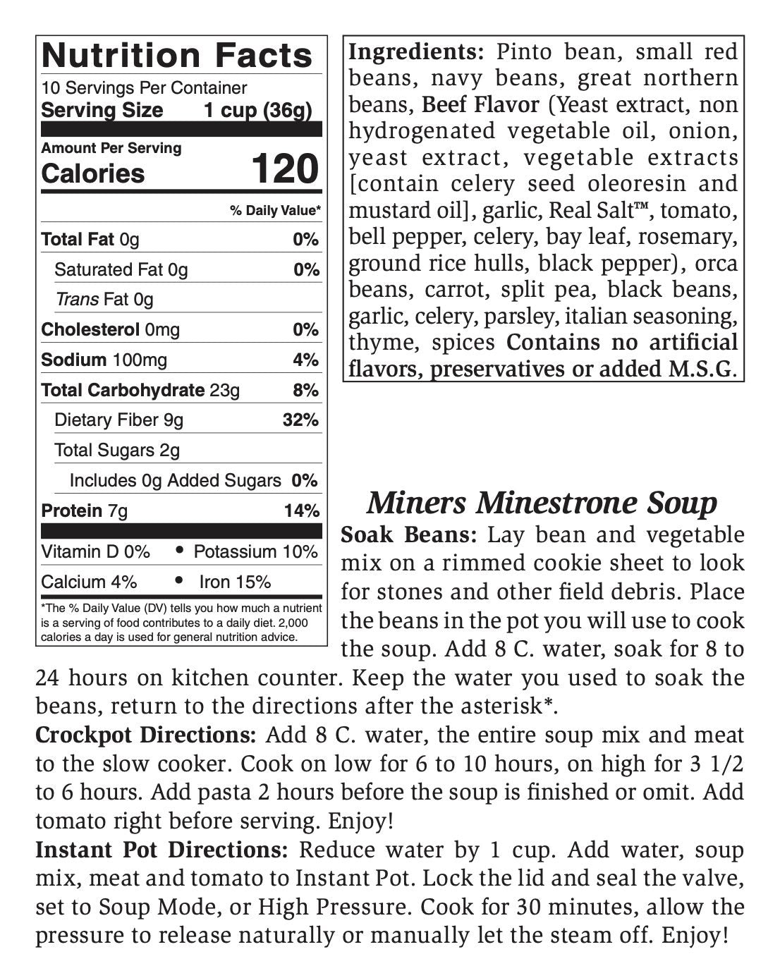 Miner Minestrone Soup Mix