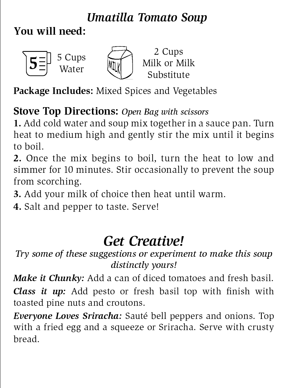 Umatilla Tomato Soup Mix