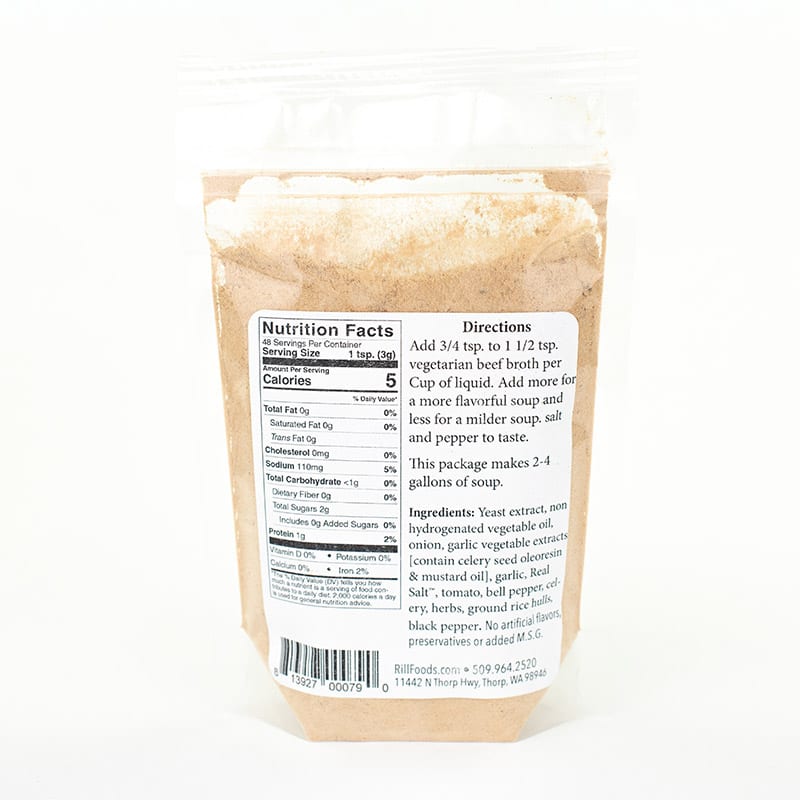 Vegetarian Beef Broth Package Back