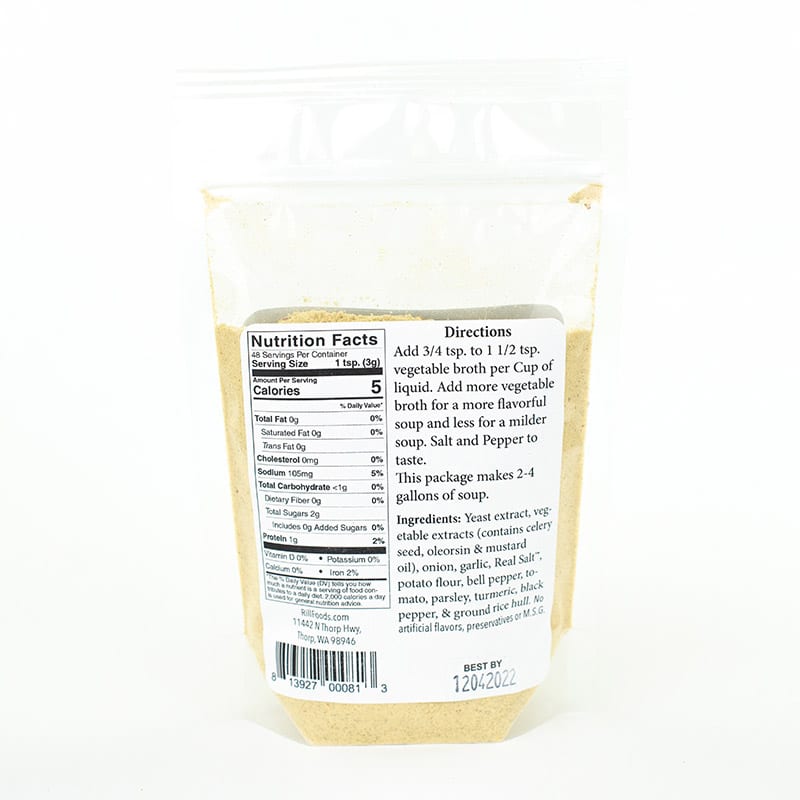 Vegetable Broth Mix in Package - Back