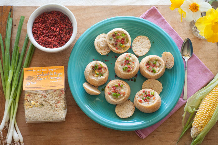 Mini Bread Bowls with Corn Chowder