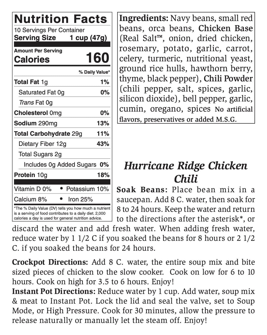 Hurricane Ridge Chicken Chili Mix