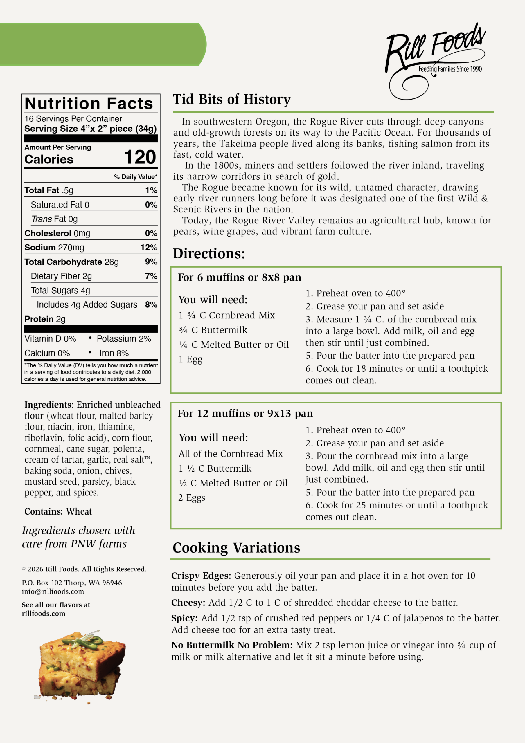 Rogue River Ranch Corn Bread