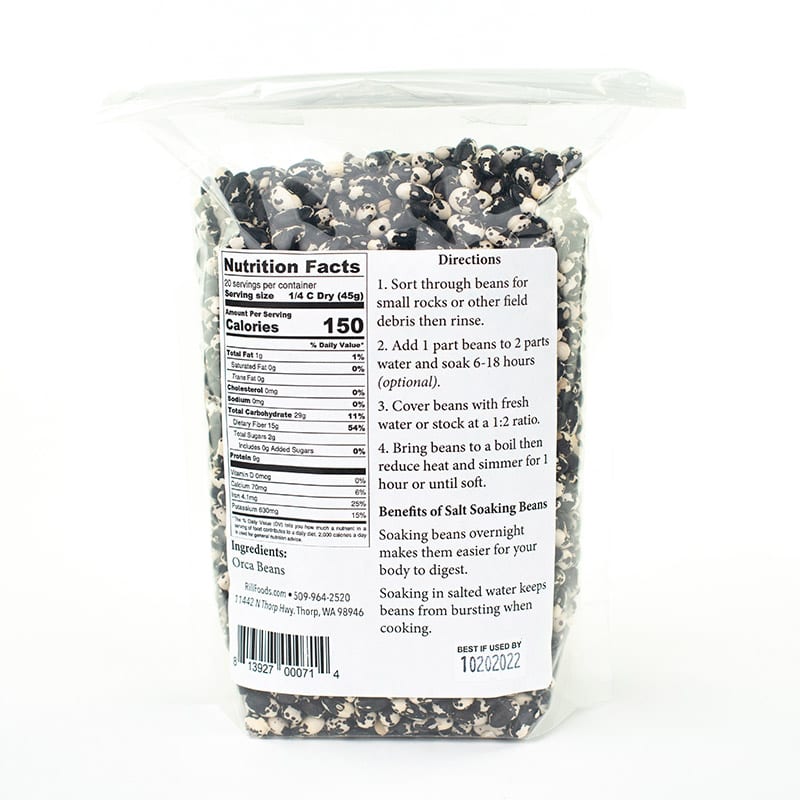 Dried Orca Beans Package Back