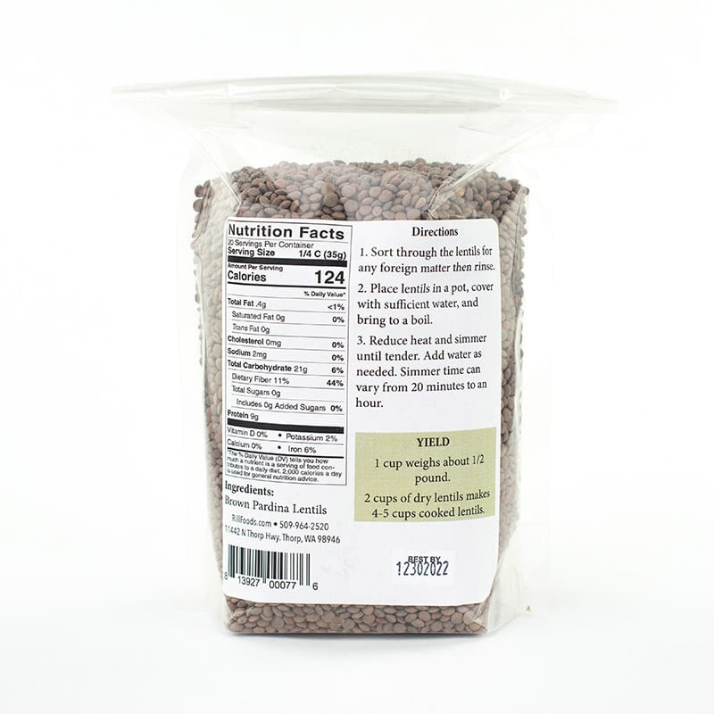 Dried Spanish Lentils Package - back
